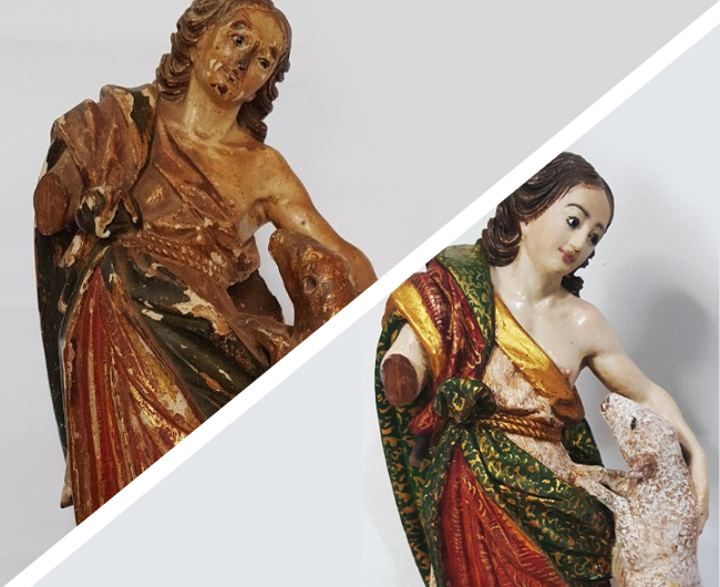 Intervenção absoluta. Peça bastante avariada.