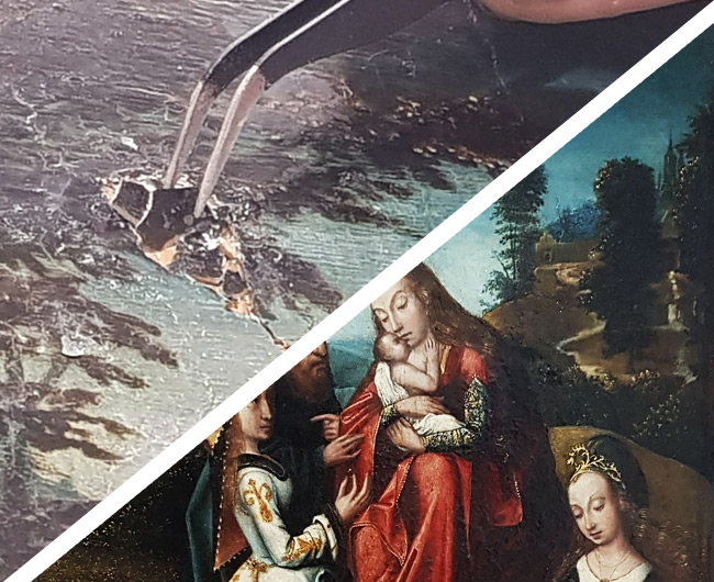 Perdas pontuais da camada pictórica.